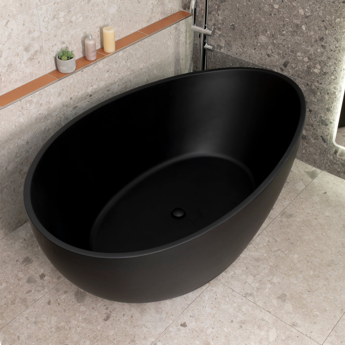 Nami Oval 71 inch Wide Acrylic Freestanding Bath, Matte Black