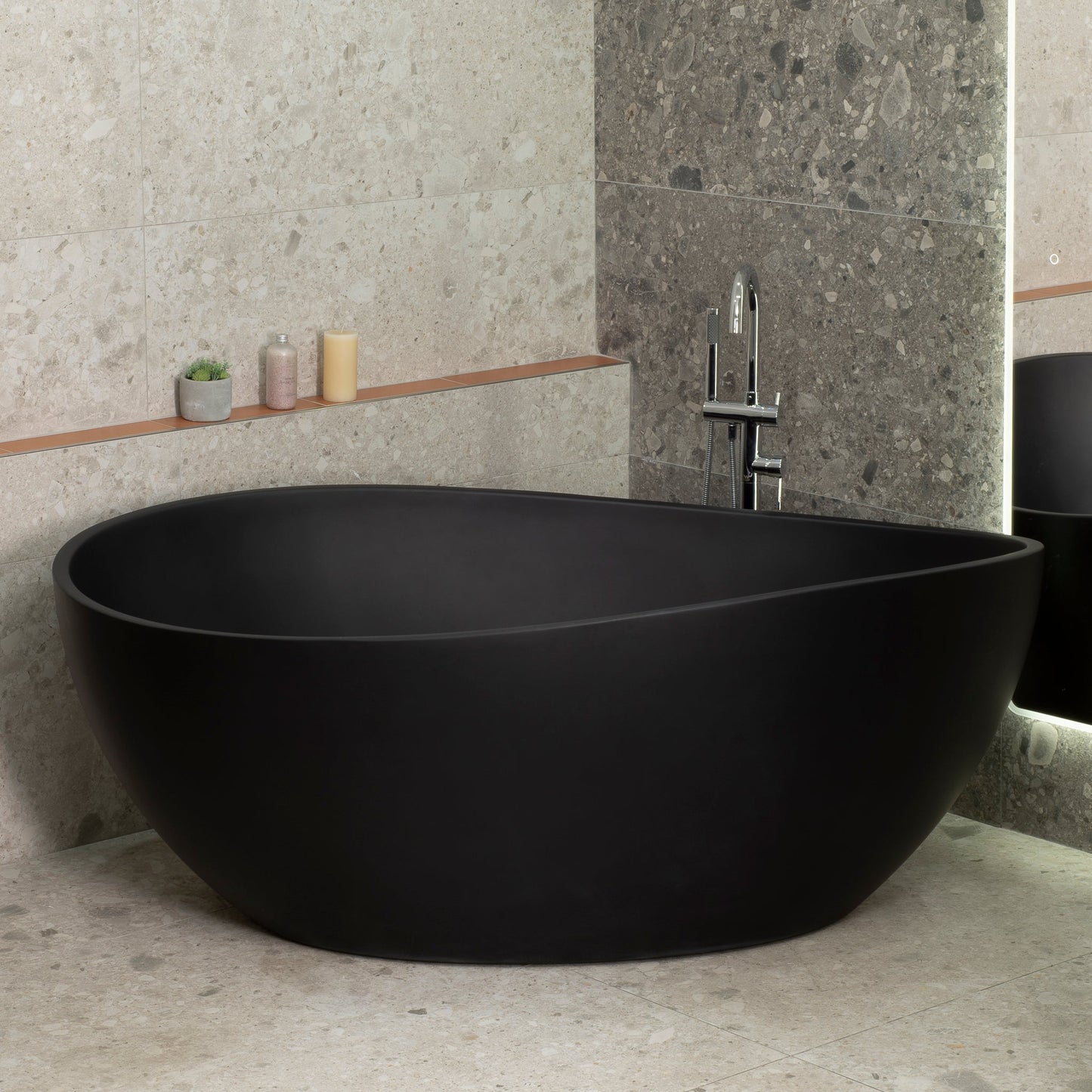 Nami Oval 71 inch Wide Acrylic Freestanding Bath, Matte Black