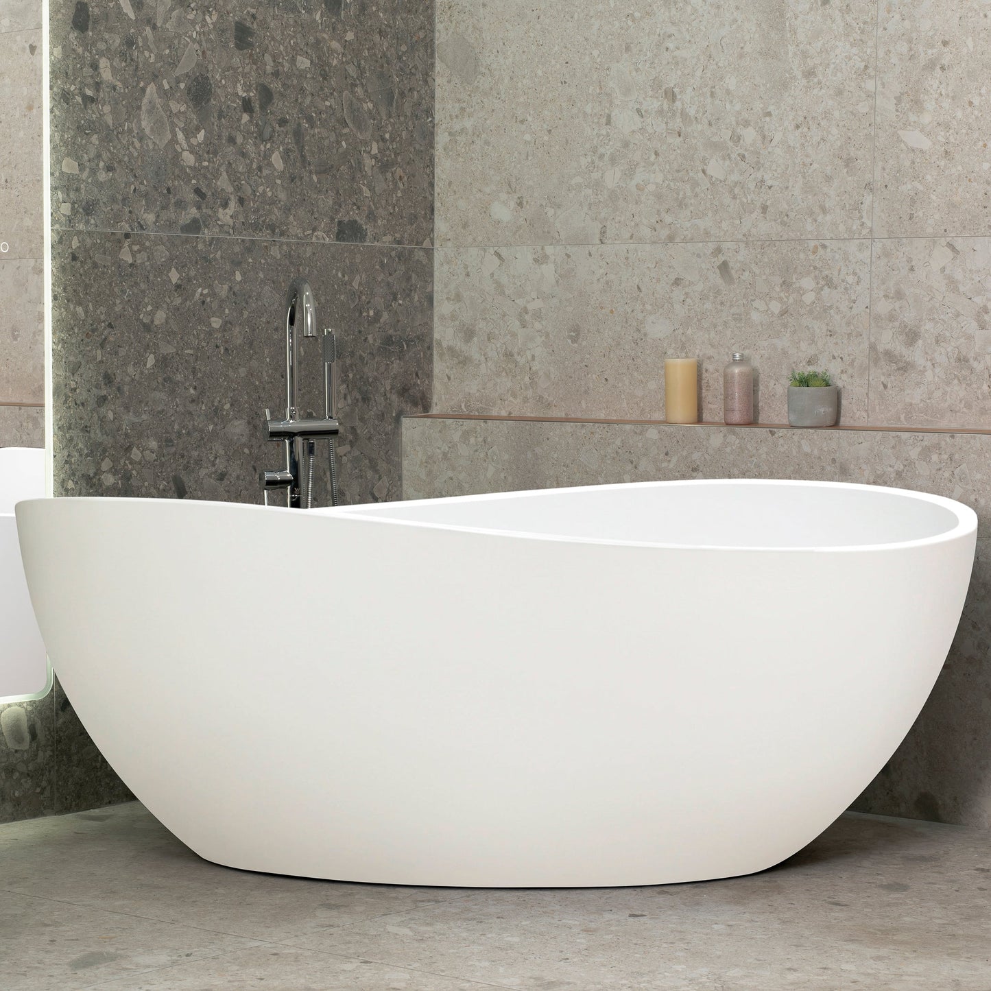Nami Oval 71 inch Wide Acrylic Freestanding Bath, Matte White