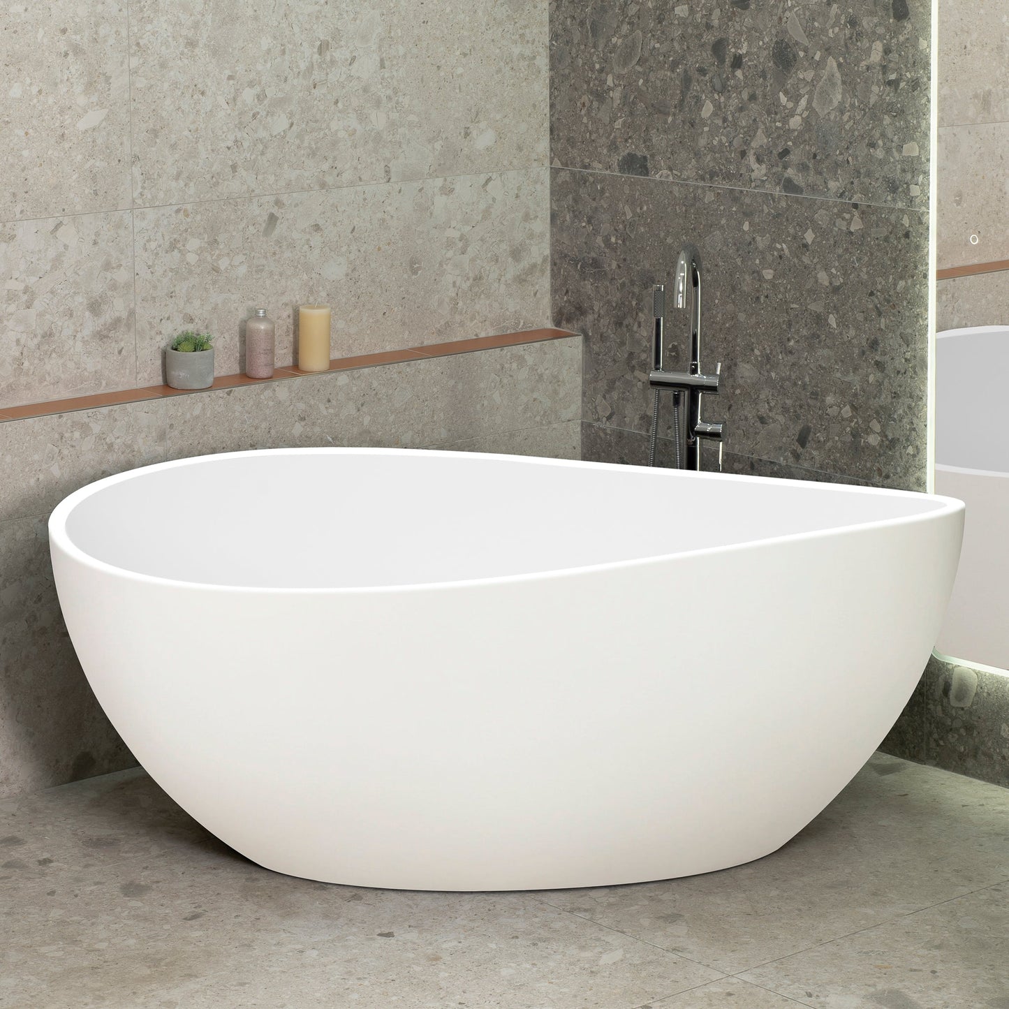 Nami Oval 71 inch Wide Acrylic Freestanding Bath, Matte White