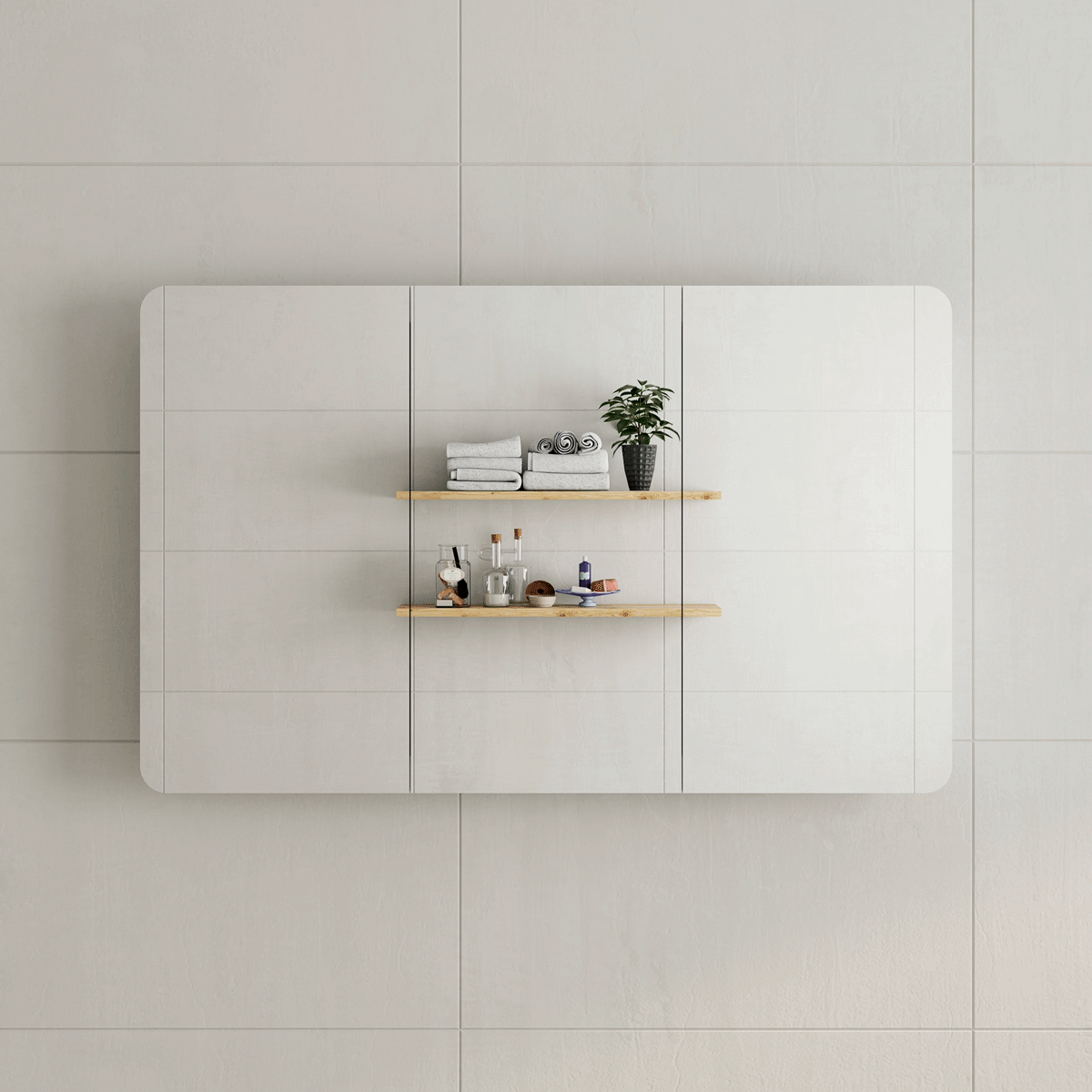 Retti Rectangular 1200mm x 750mm Mirrored Shaving Cabinet, Matte Black