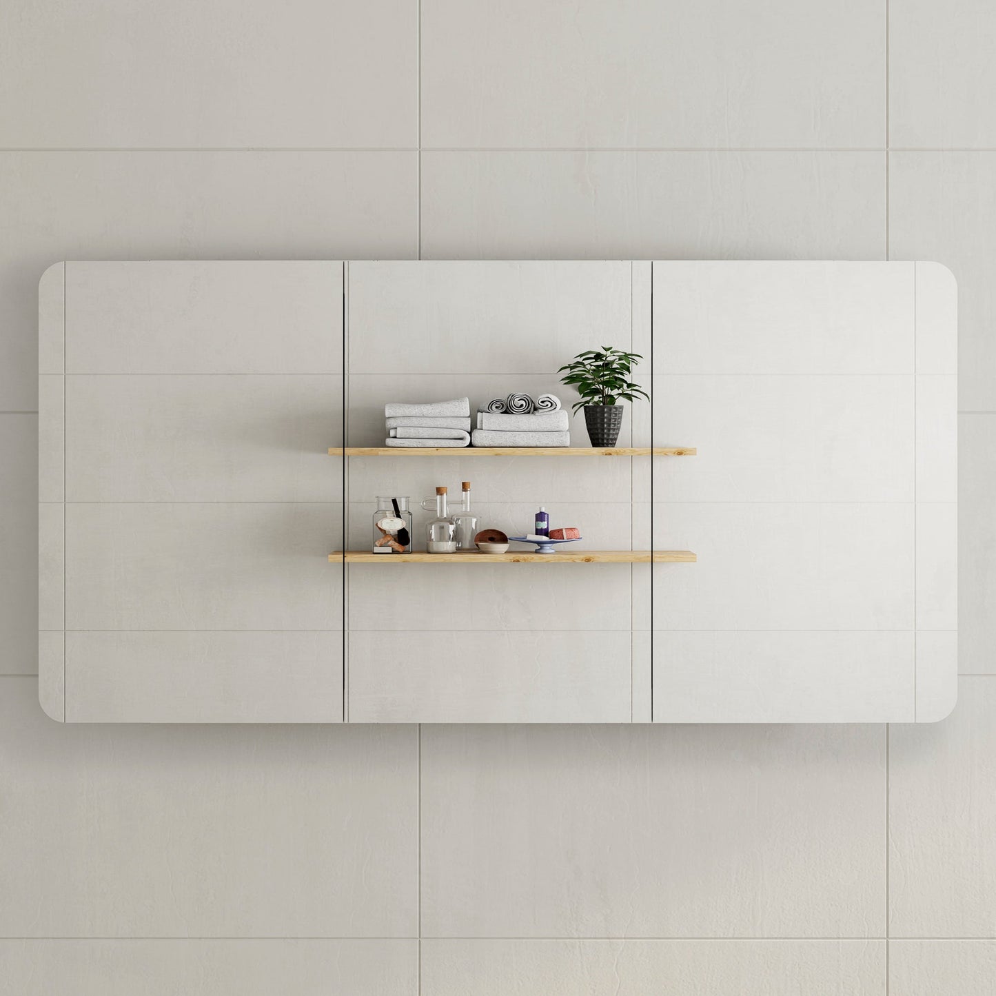Retti Rectangular 1500mm x 750mm Mirrored Shaving Cabinet, Matte Black