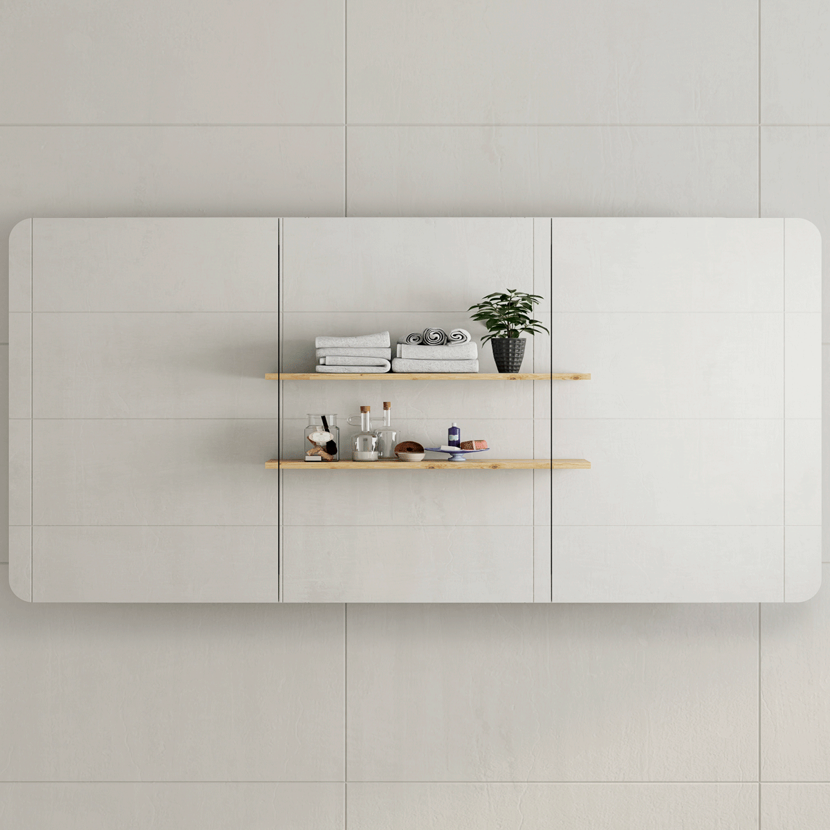 Retti Rectangular 1800mm x 750mm Mirrored Shaving Cabinet, Matte Black