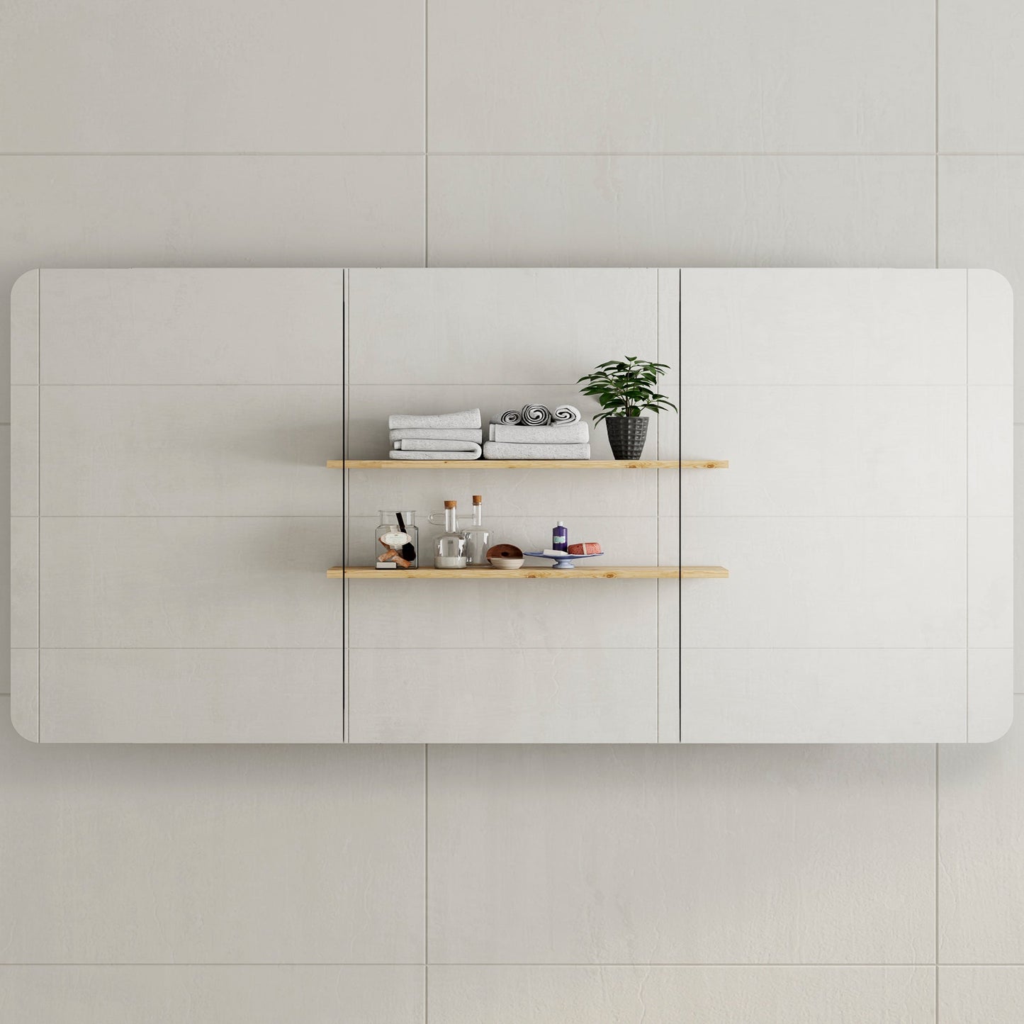 Retti Rectangular 1800mm x 750mm Mirrored Shaving Cabinet, Matte Black