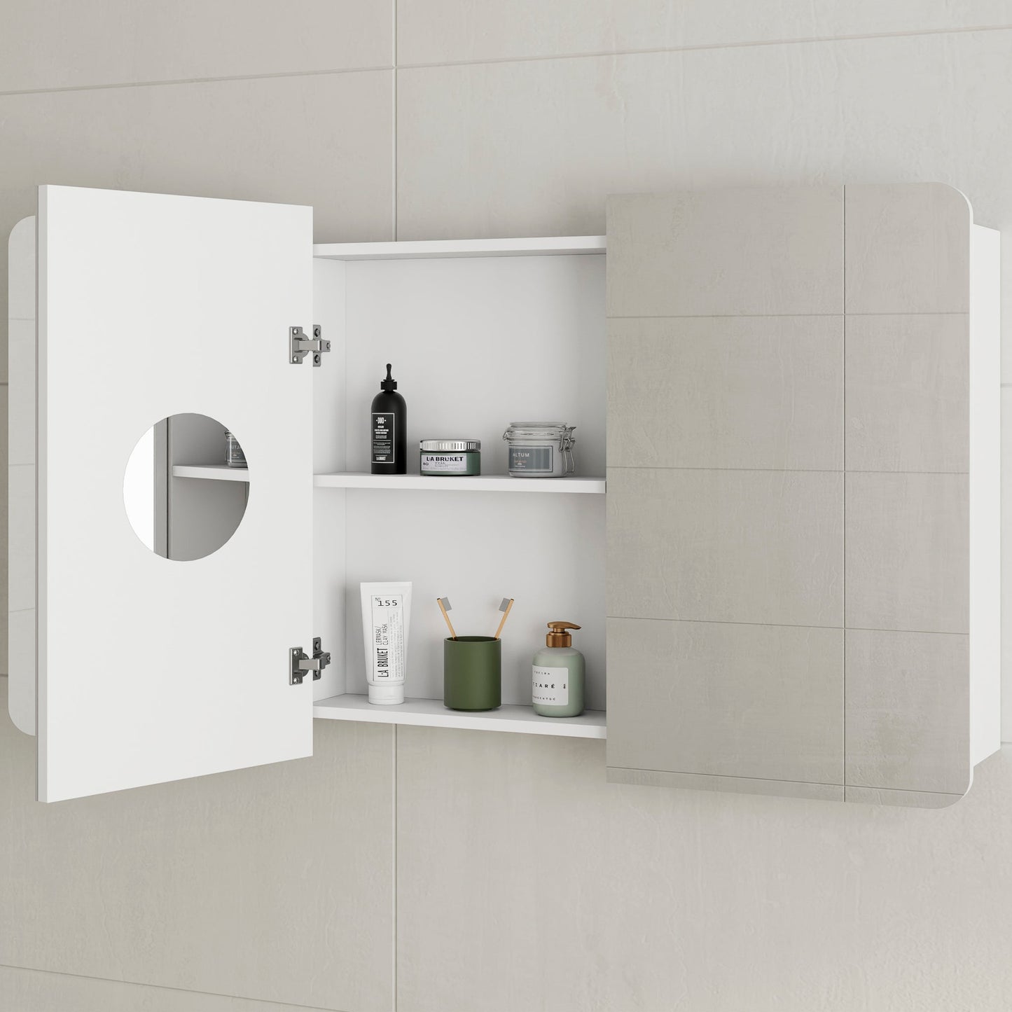 Retti Rectangular 1800mm x 750mm Mirrored Shaving Cabinet, Matte White