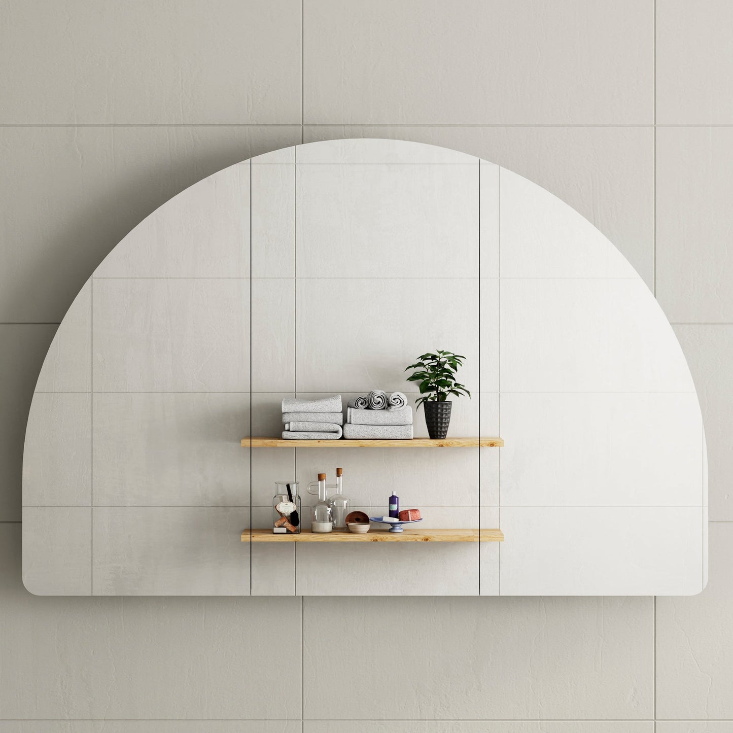 Arco Arch 1500mm x 1000mm Mirrored Shaving Cabinet, Matte Black