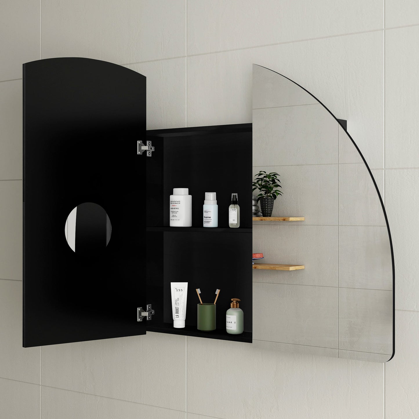 Arco Arch 1500mm x 1000mm Mirrored Shaving Cabinet, Matte Black