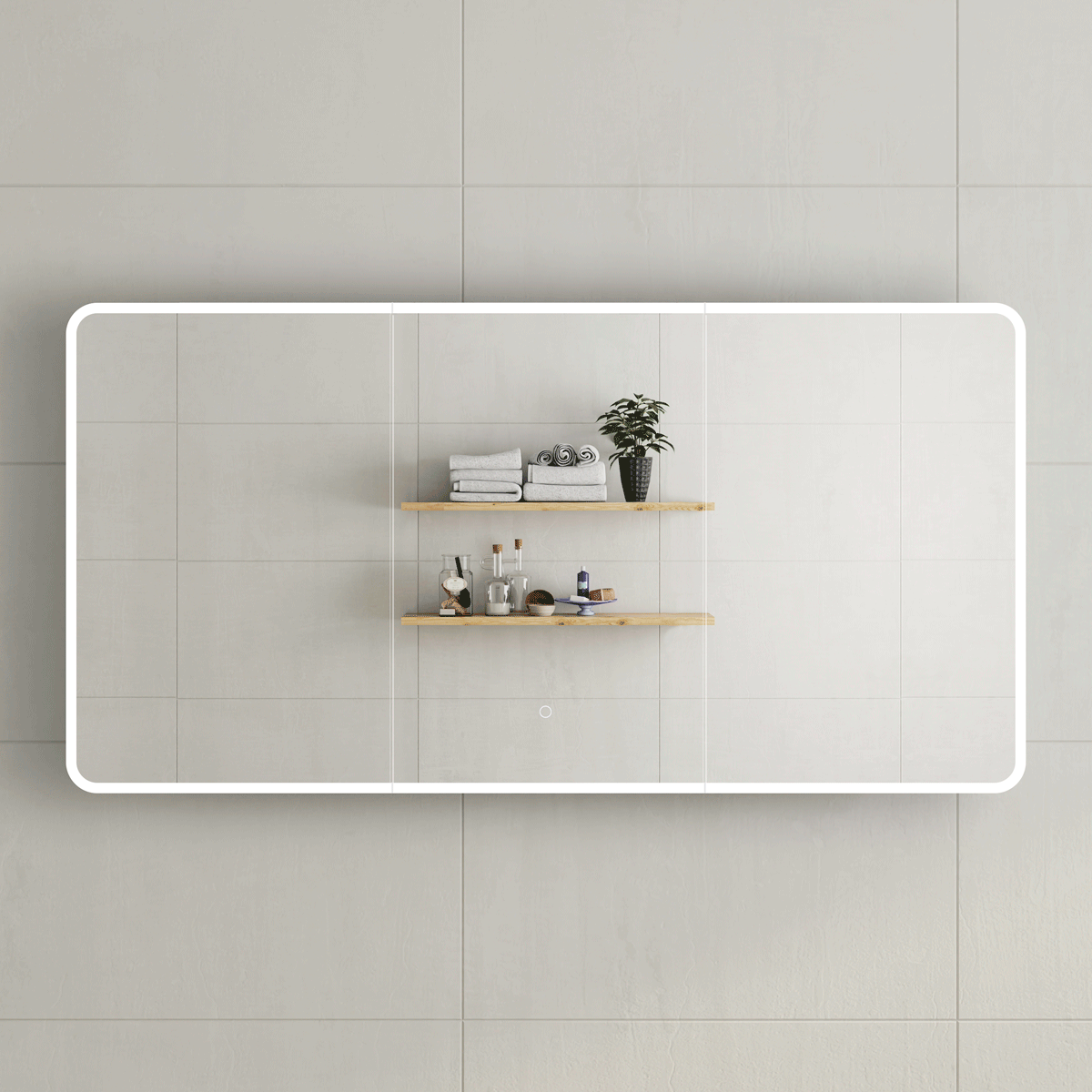 Retti Rectangular 1500mm x 750mm Frontlit LED Mirrored Shaving Cabinet, Matte White