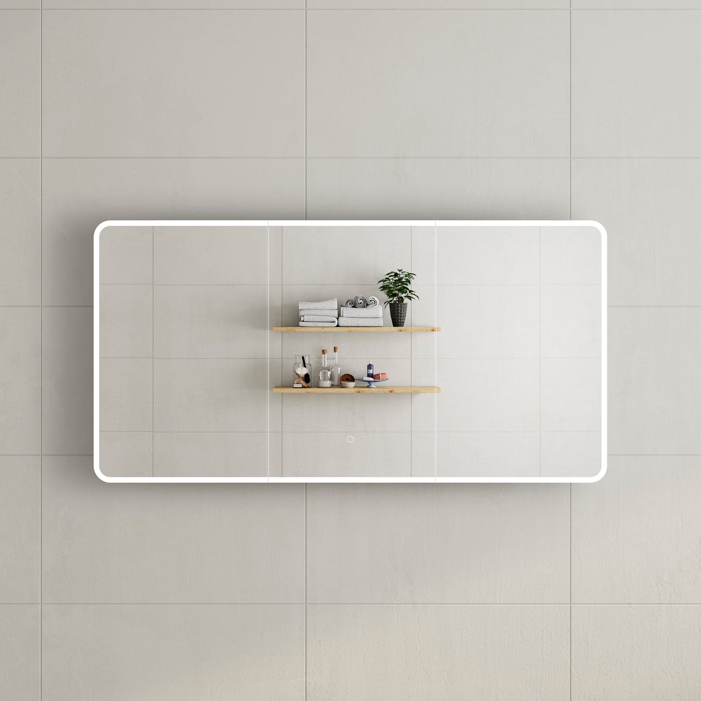 Retti Rectangular 1500mm x 750mm Frontlit LED Mirrored Shaving Cabinet, Matte White
