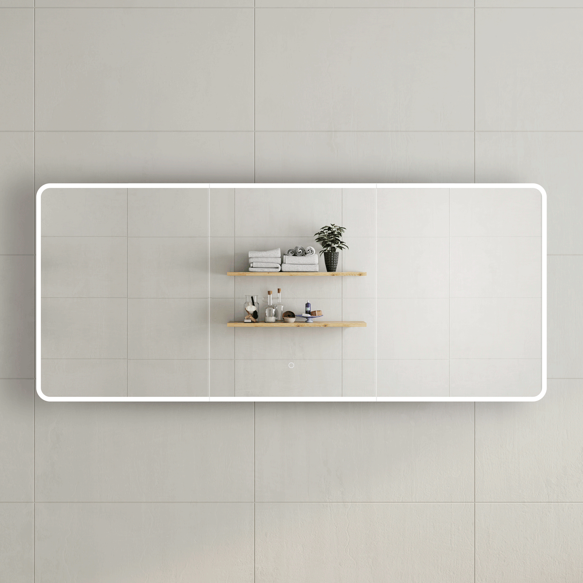 Retti Rectangular 1800mm x 750mm Frontlit LED Mirrored Shaving Cabinet, Matte White