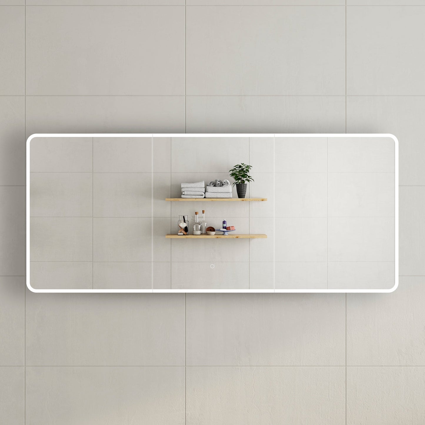 Retti Rectangular 1800mm x 750mm Frontlit LED Mirrored Shaving Cabinet, Matte White