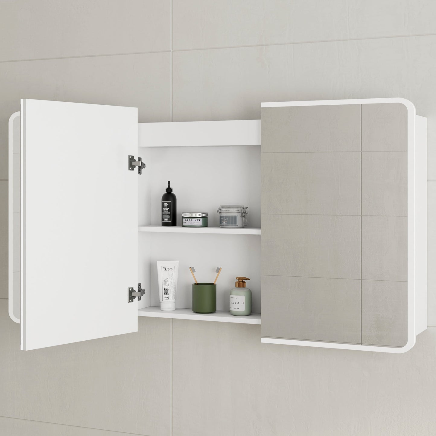 Retti Rectangular 1800mm x 750mm Frontlit LED Mirrored Shaving Cabinet, Matte White