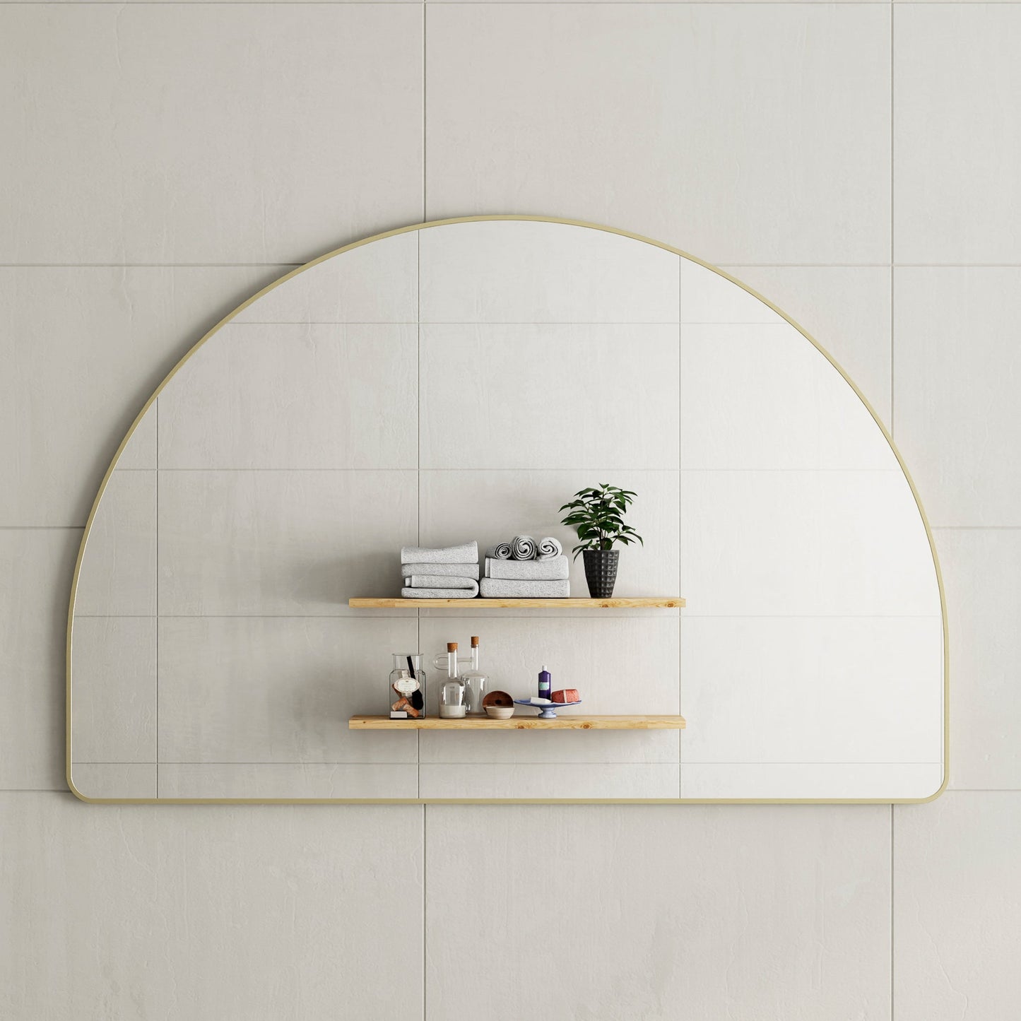 Arco Arch 1500mm x 1000mm Mirror with Brushed Brass Gold Frame