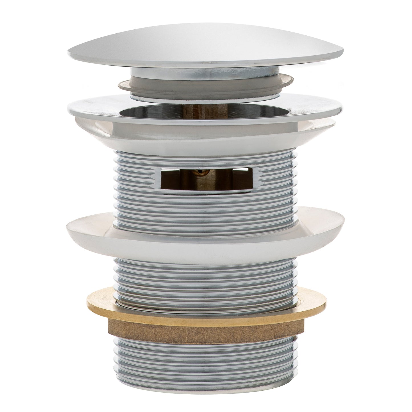 Dome Pop Short Bath Waste 40mm with Overflow and Pull-Out Basket, Polished Chrome