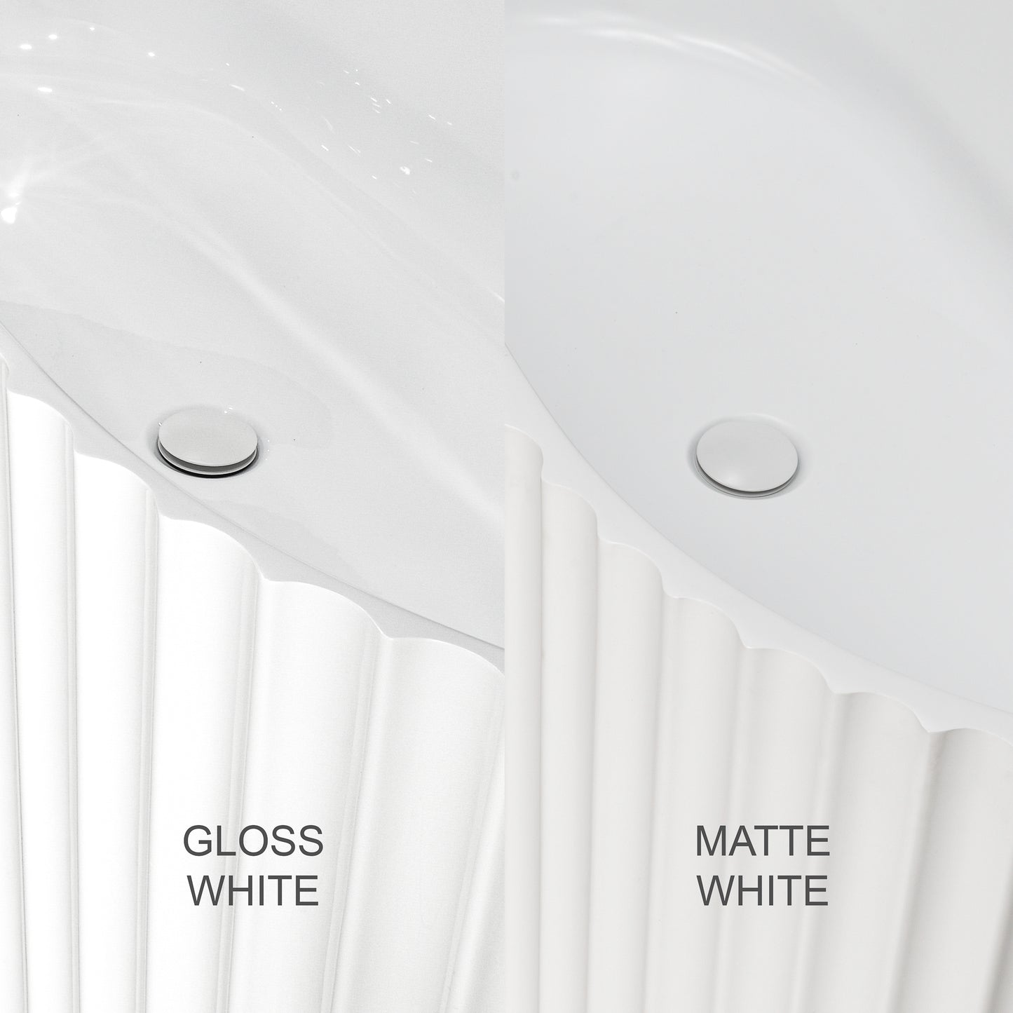 Agora Groove 67 inch Acrylic Freestanding Fluted Oval Freestanding Bathtub, Gloss White