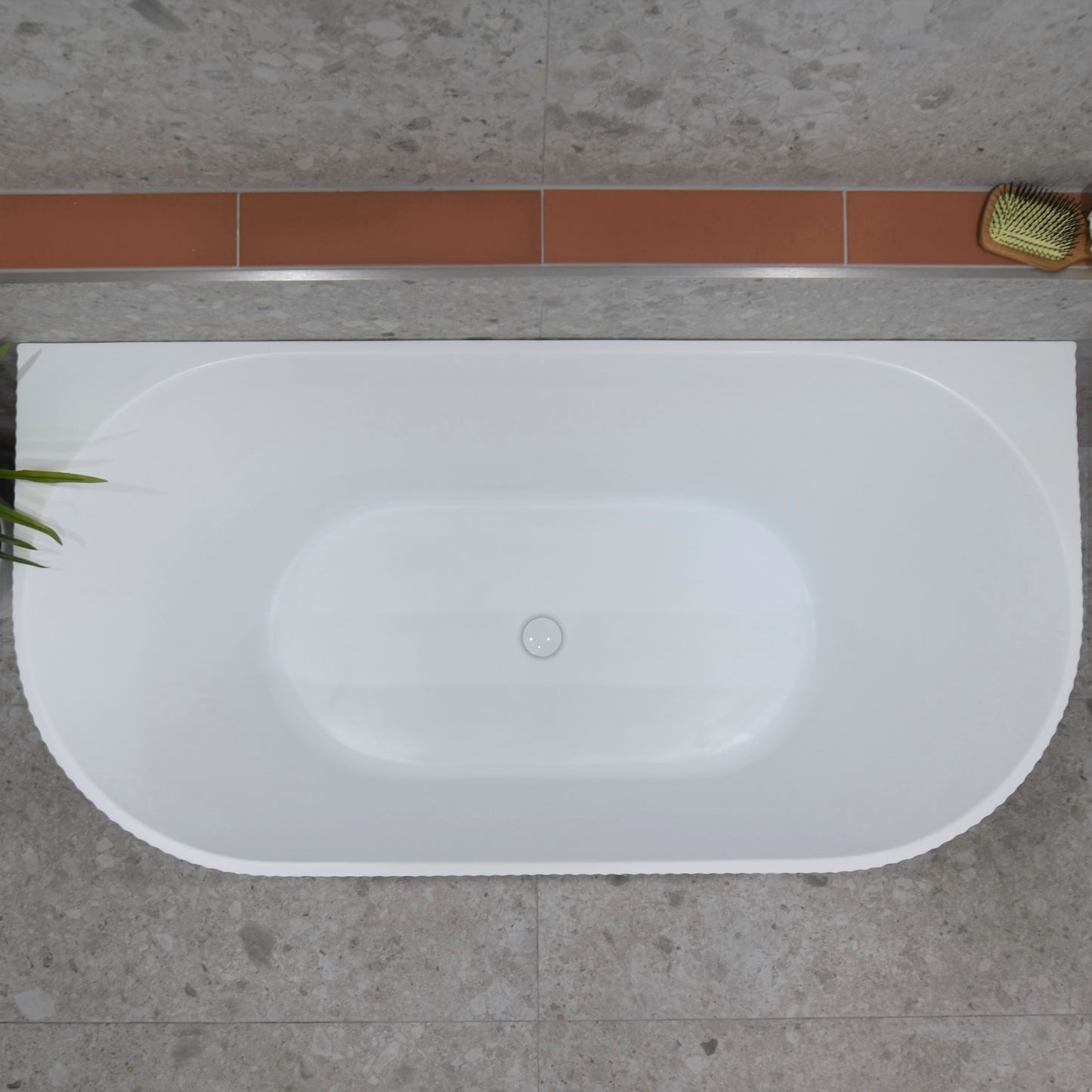 Brighton Groove 67 inch Acrylic Freestanding Back to Wall Bathtub, Matte White