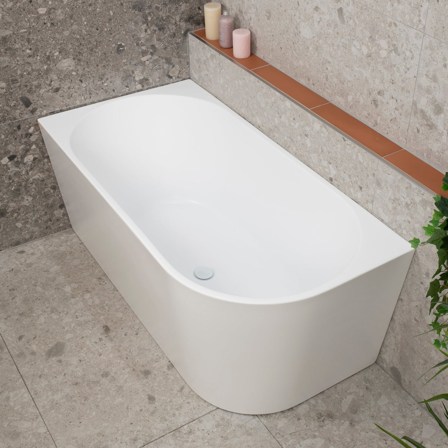 Avalon 55 inch Acrylic Freestanding Left Corner Bathtub, Matte White