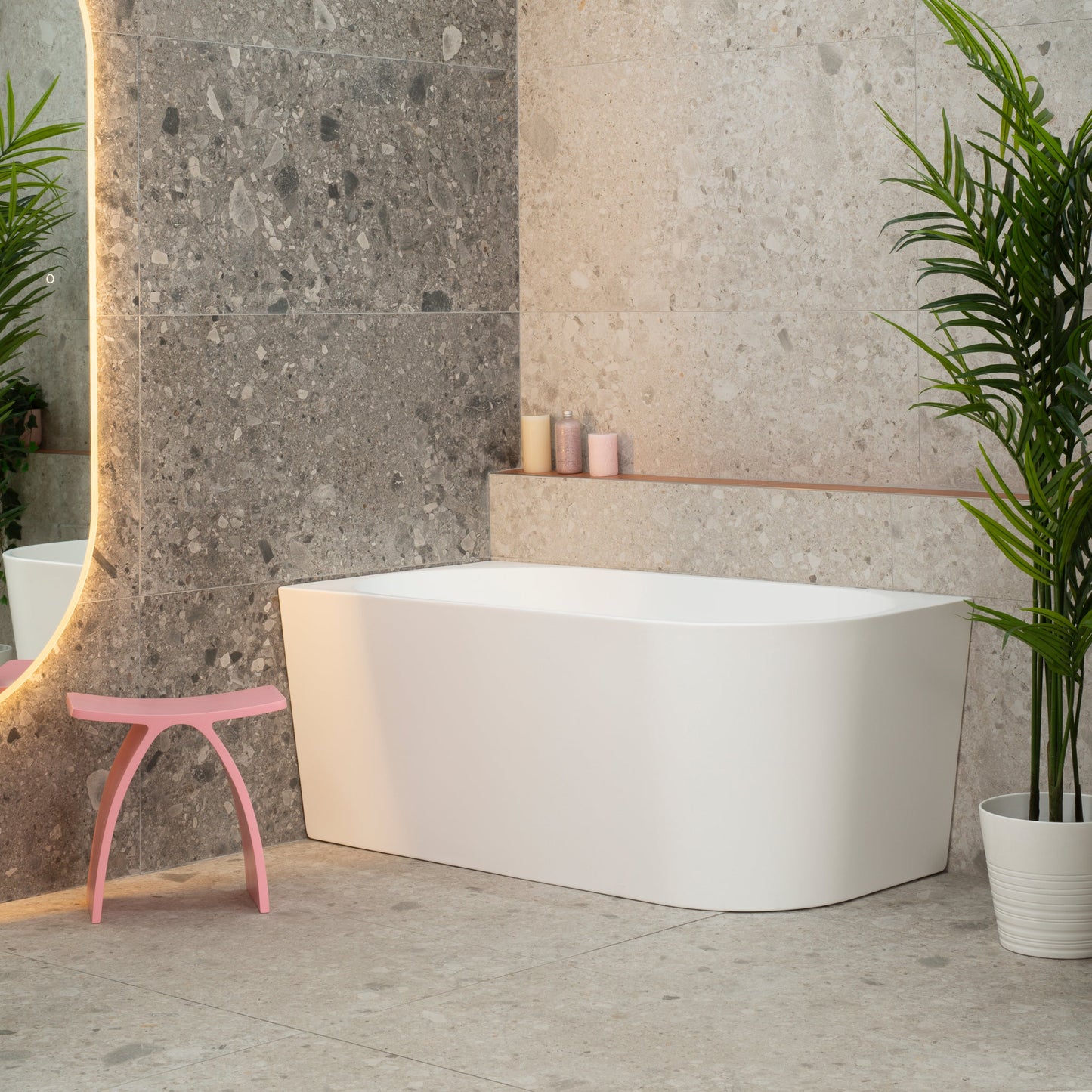 Avalon 55 inch Acrylic Freestanding Left Corner Bathtub, Matte White
