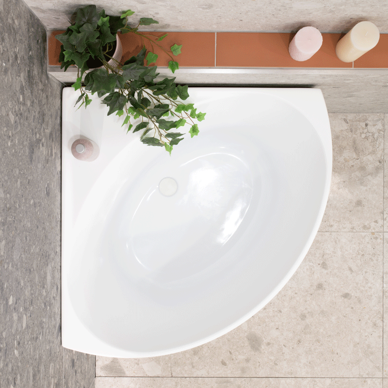 Angie Corner 32 inch Acrylic Freestanding Corner Japanese Soaking Bathtub, Matte White