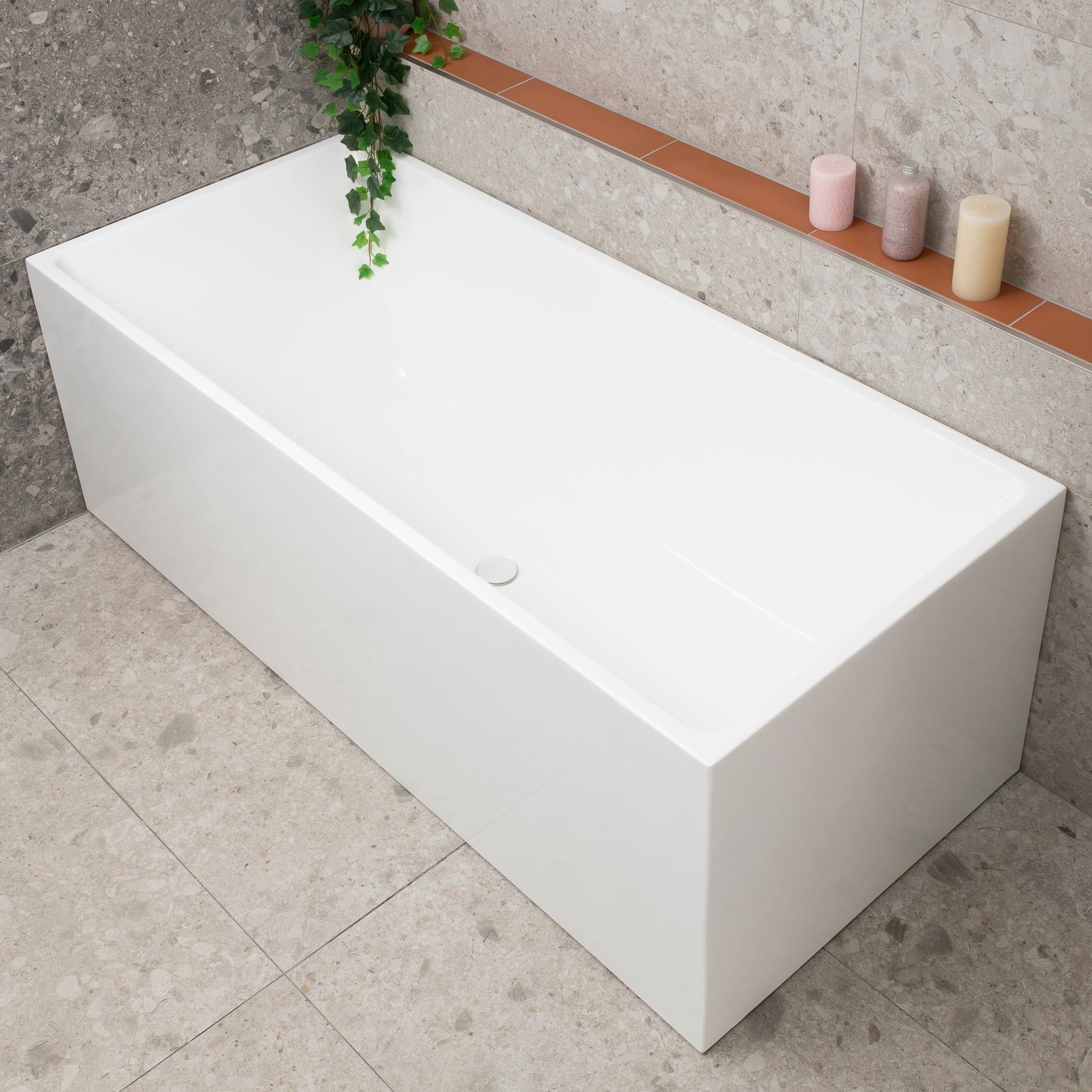 Cubix Multifit 67 inch Acrylic Freestanding Bathtub, Gloss White