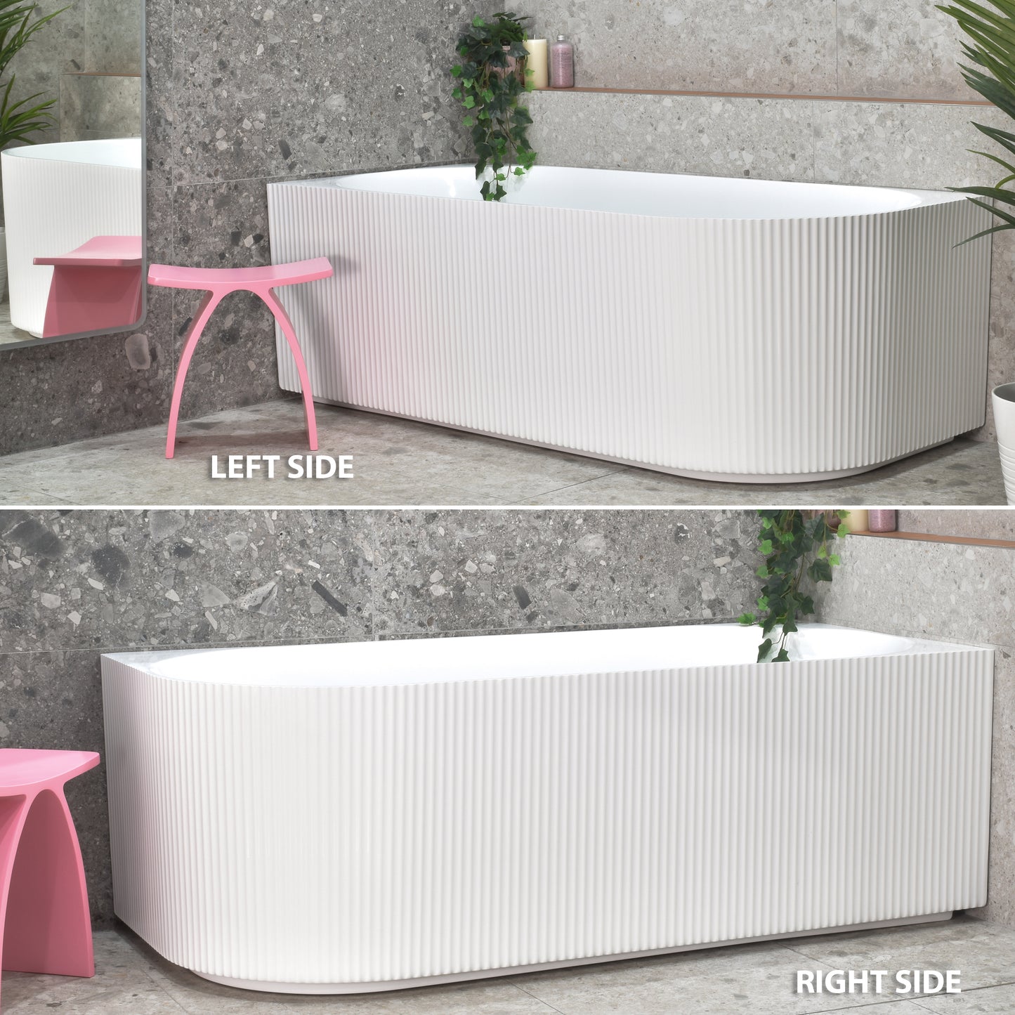 Brighton Groove 59 inch Acrylic Freestanding Right Corner Bathtub, Gloss White