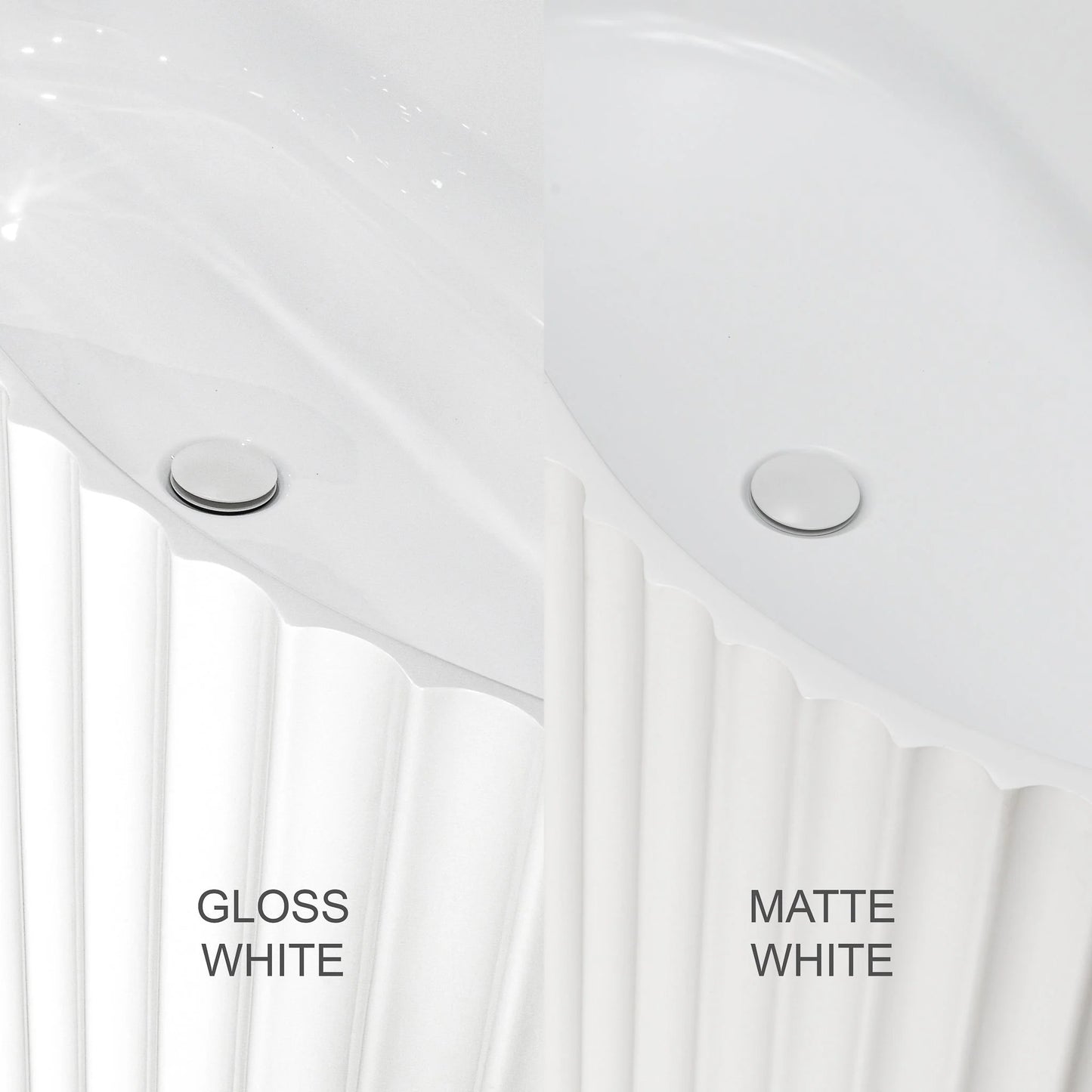 Agora Groove 1500mm Fluted Oval Left Corner Freestanding Bath, Matte White