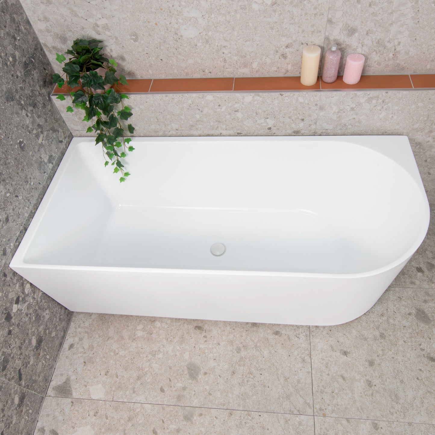 Arco 63 inch Acrylic Freestanding Left Corner Bathtub, Gloss White