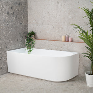Arco 63 inch Acrylic Freestanding Left Corner Bathtub, Matte White