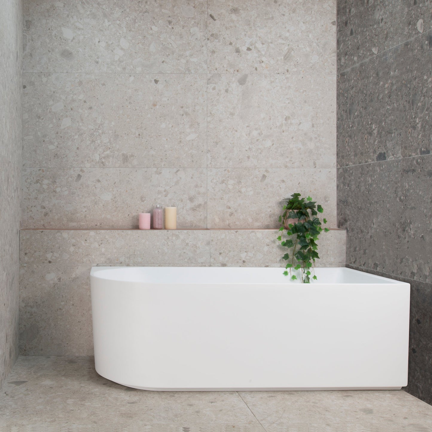 Arco 63 inch Acrylic Freestanding Right Corner Bathtub, GlossWhite