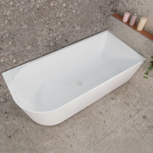 Arco 63 inch Acrylic Freestanding Right Corner Bathtub, Matte White
