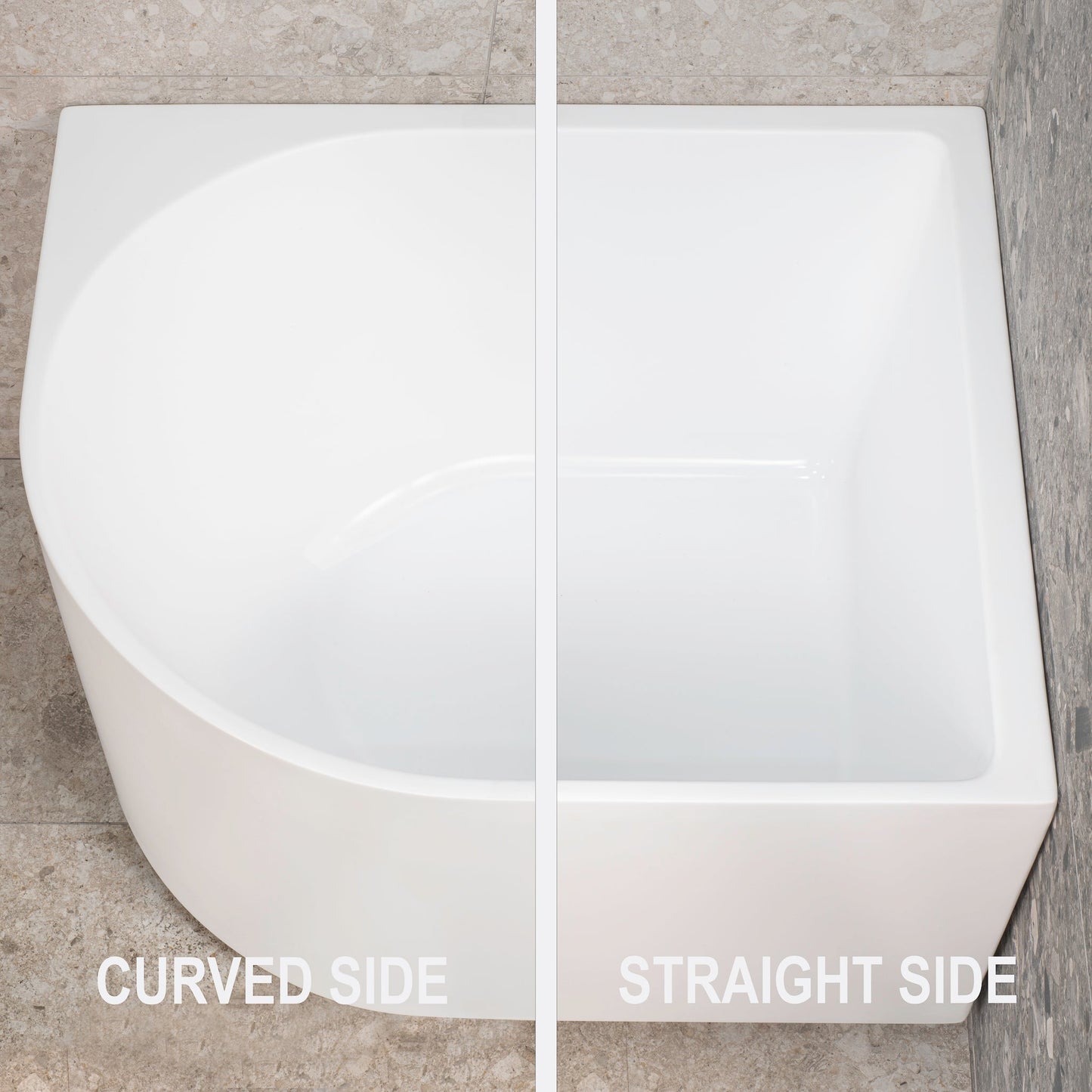 Arco 63 inch Acrylic Freestanding Right Corner Bathtub, GlossWhite