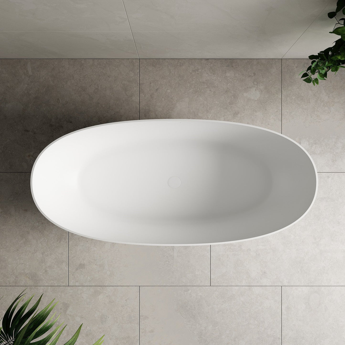 Byron Egg 1400mm Artificial Stone Freestanding Bath, Matte White