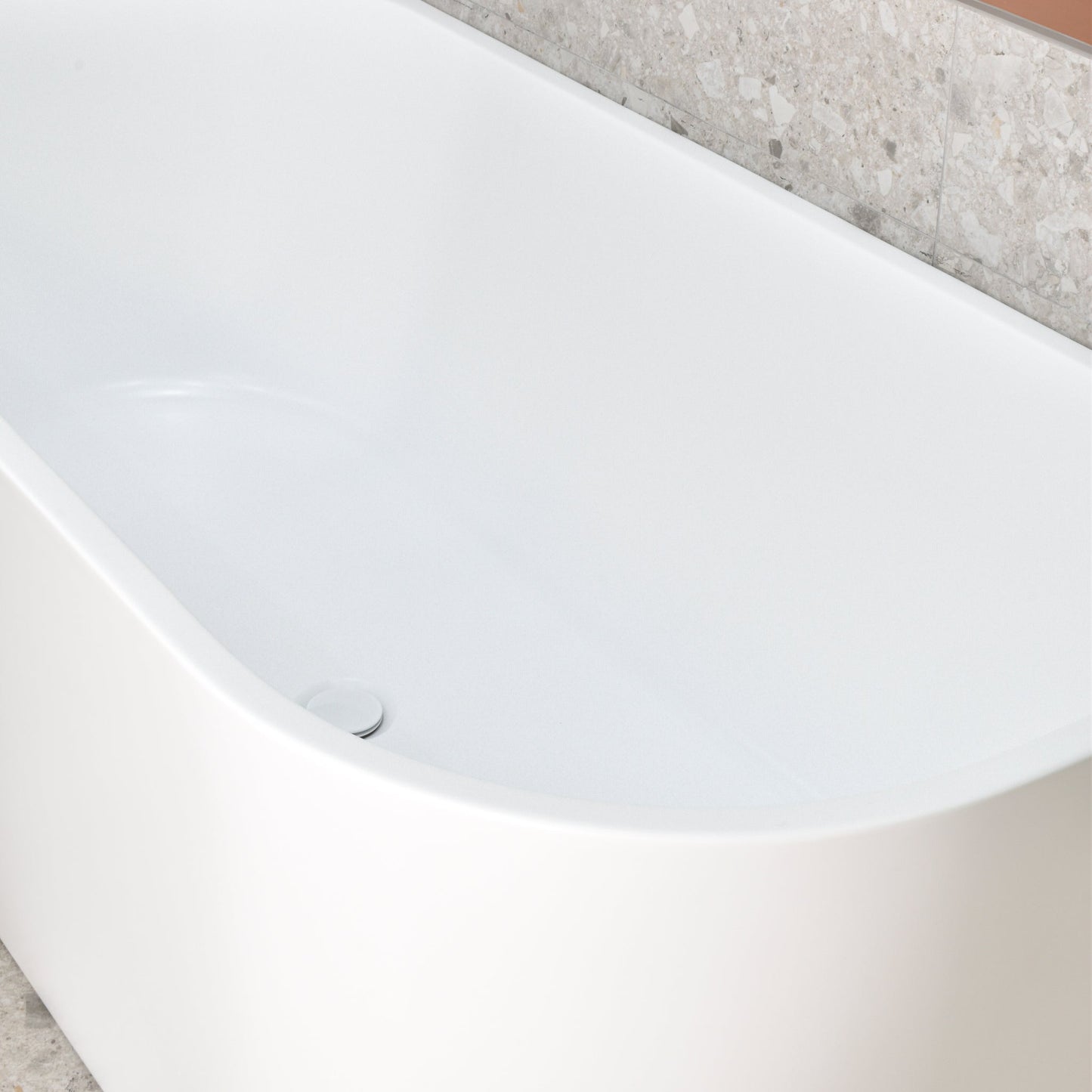 Avalon II 1600mm Back to Wall Freestanding Bath, Matte White