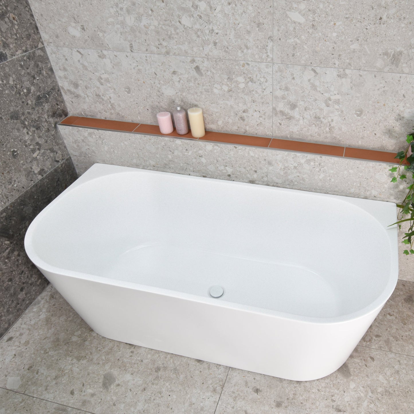 Avalon II 1600mm Back to Wall Freestanding Bath, Matte White