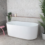 Brighton Groove 59 inch Acrylic Freestanding Oval Bathtub, Gloss White