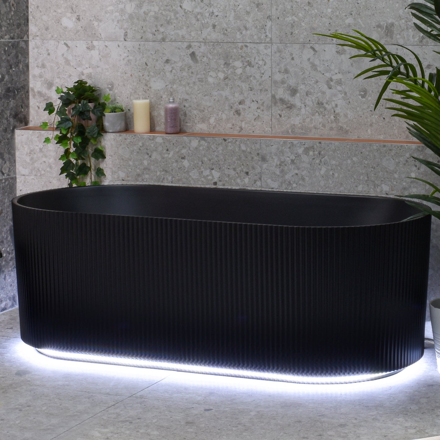 Brighton Groove 59 inch Acrylic Freestanding Oval Bathtub, Matte Black