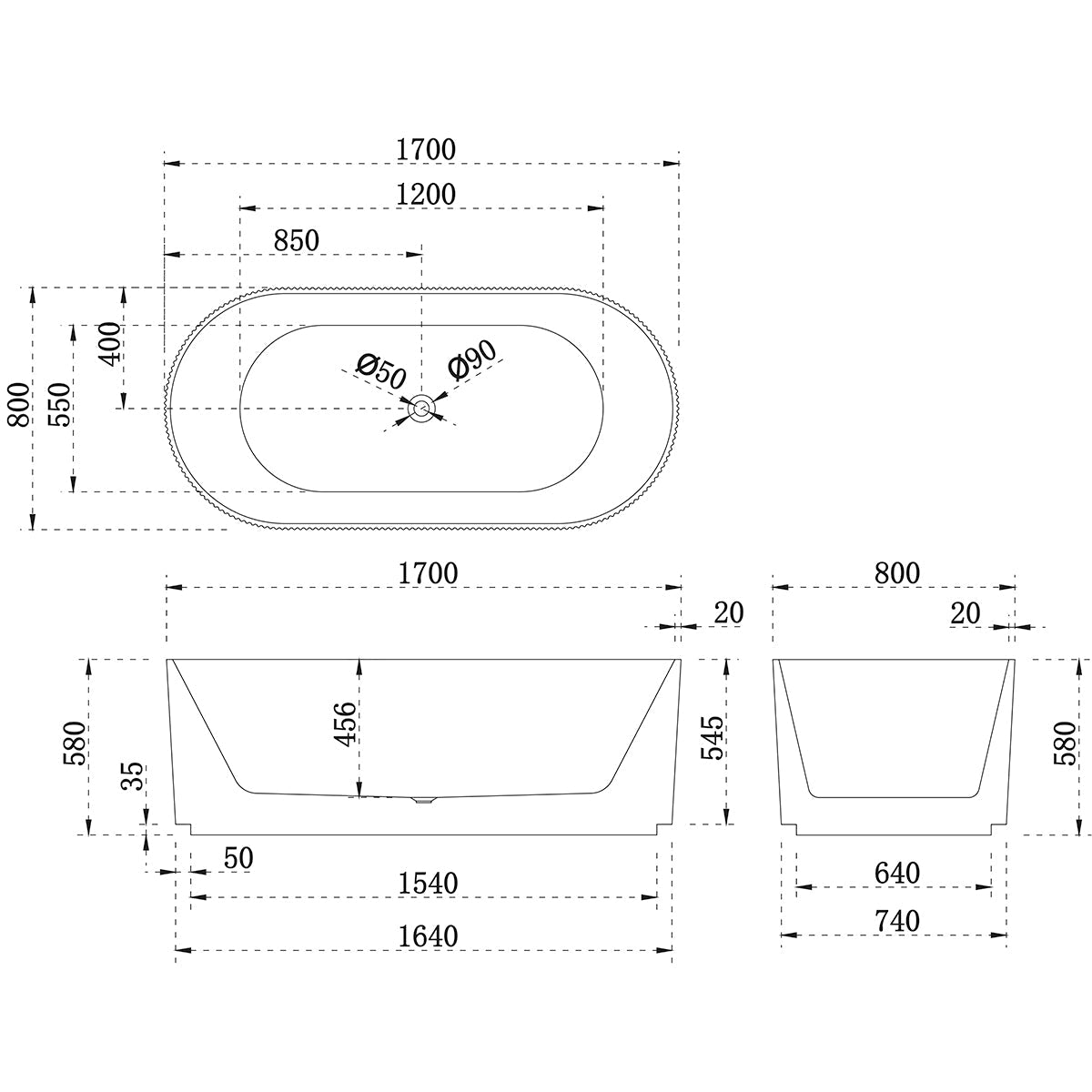 Brighton Groove 67 inch Acrylic Freestanding Oval Bathtub, Matte White