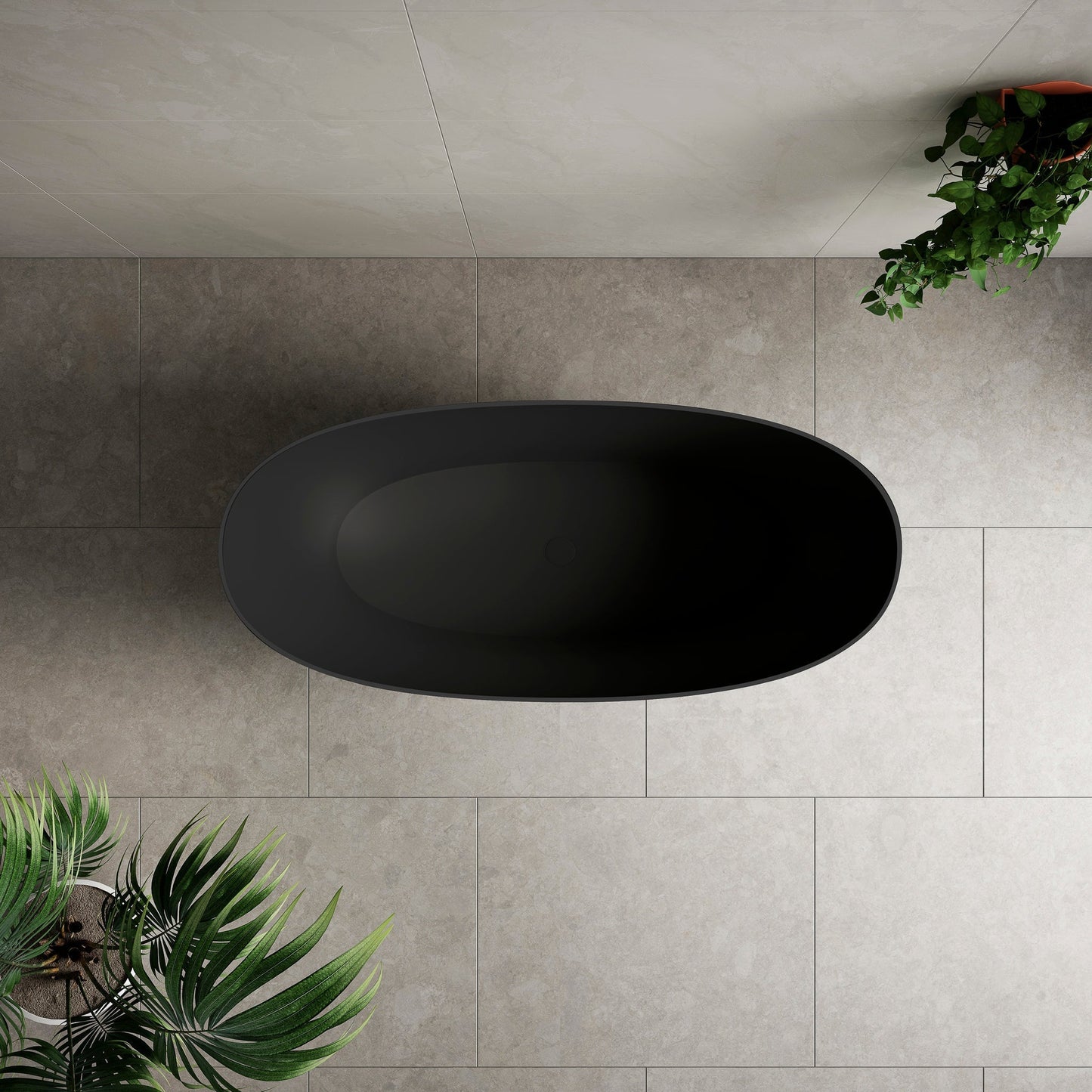 Byron Egg 1700mm Artificial Stone Freestanding Bath, Matte Black