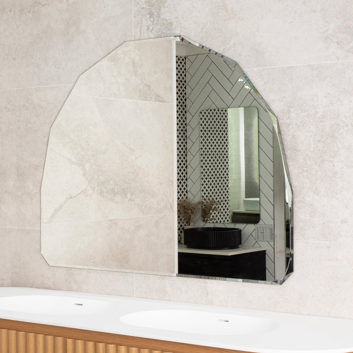 Arch Jewel 1200mm x 900mm Frameless Mirror with Jewelled Edge