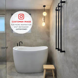 Ofuro 47 inch Acrylic Freestanding Extra Height Japanese Soaking Bathtub with Seat, Gloss White