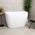 Ofuro 47 inch Acrylic Freestanding Extra Height Japanese Soaking Bathtub with Seat, Gloss White