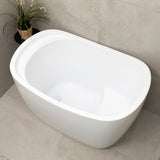 Ofuro 47 inch Acrylic Freestanding Extra Height Japanese Soaking Bathtub with Seat, Gloss White