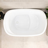 Ofuro 47 inch Acrylic Freestanding Extra Height Japanese Soaking Bathtub with Seat, Gloss White