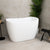 Ofuro 47 inch Acrylic Freestanding Extra Height Japanese Soaking Bathtub with Seat, Matte White