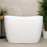 Ofuro 47 inch Acrylic Freestanding Extra Height Japanese Soaking Bathtub with Seat, Matte White