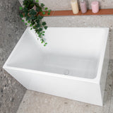 Cubix Extra Height 43 inch Acrylic Freestanding Japanese Soaking Bathtub, Gloss White