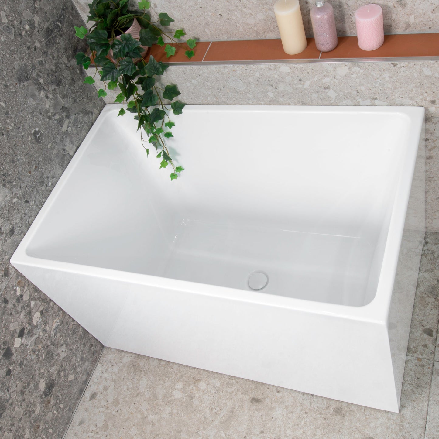 Cubix Extra Height 1000mm Japanese Soaking Bathtub, Gloss White