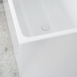 Cubix Extra Height 43 inch Acrylic Freestanding Japanese Soaking Bathtub, Gloss White