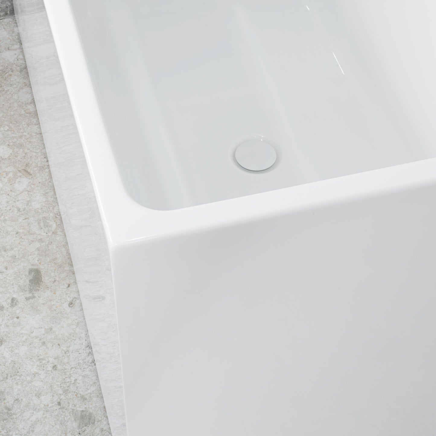 Cubix Extra Height 39 inch Acrylic Freestanding Japanese Soaking Bathtub, Gloss White