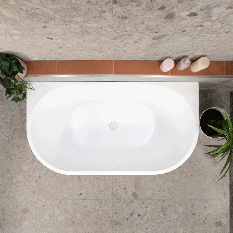 Avalon 51 inch Acrylic Freestanding Back to Wall Bathtub, Matte White